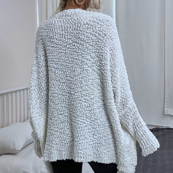 White Casual Womens Batwing Sleeve Hooded Duster Cardigan - Picture 2 of 7